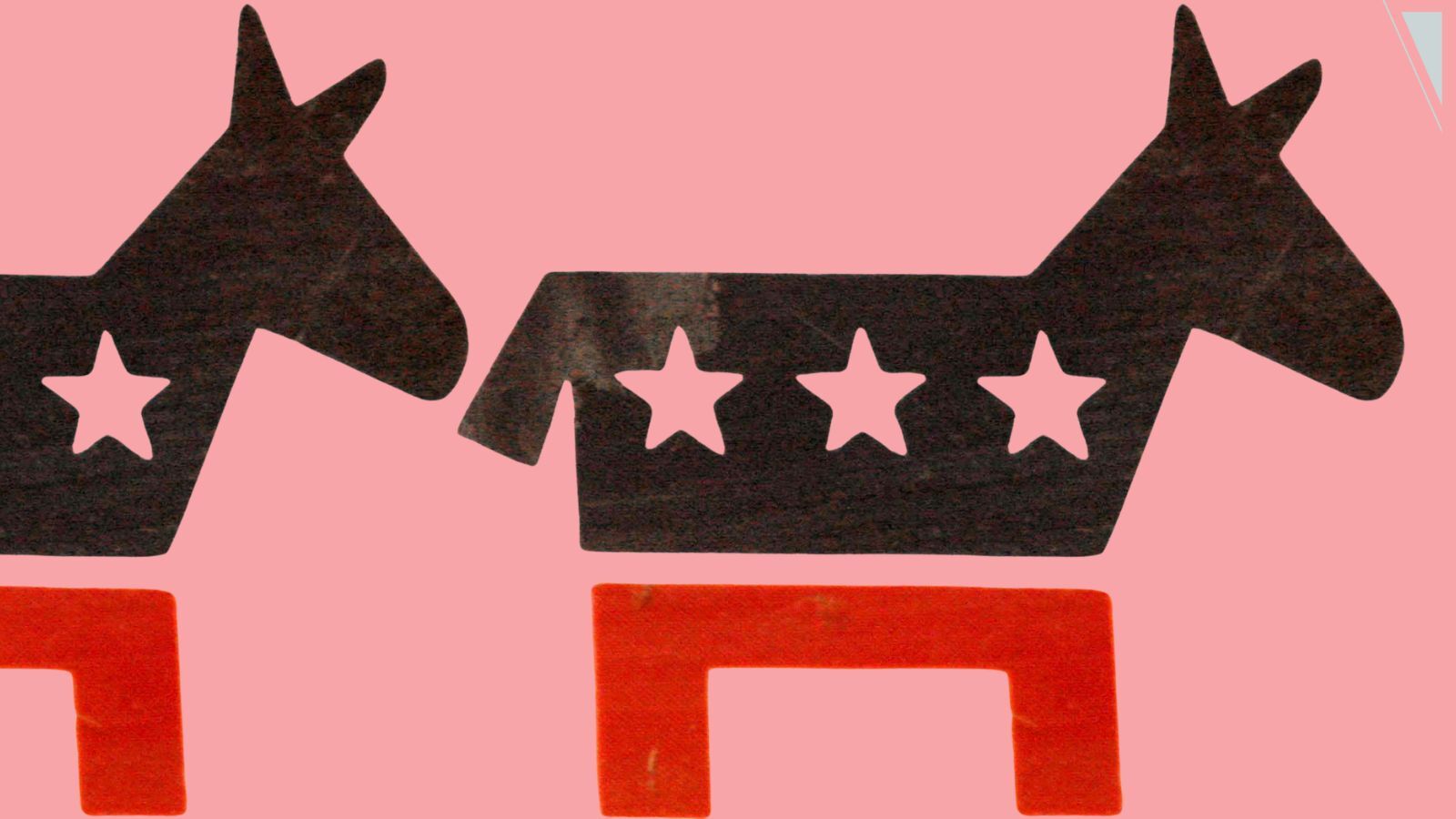 Pink background with the symbol of the democratic party in front.