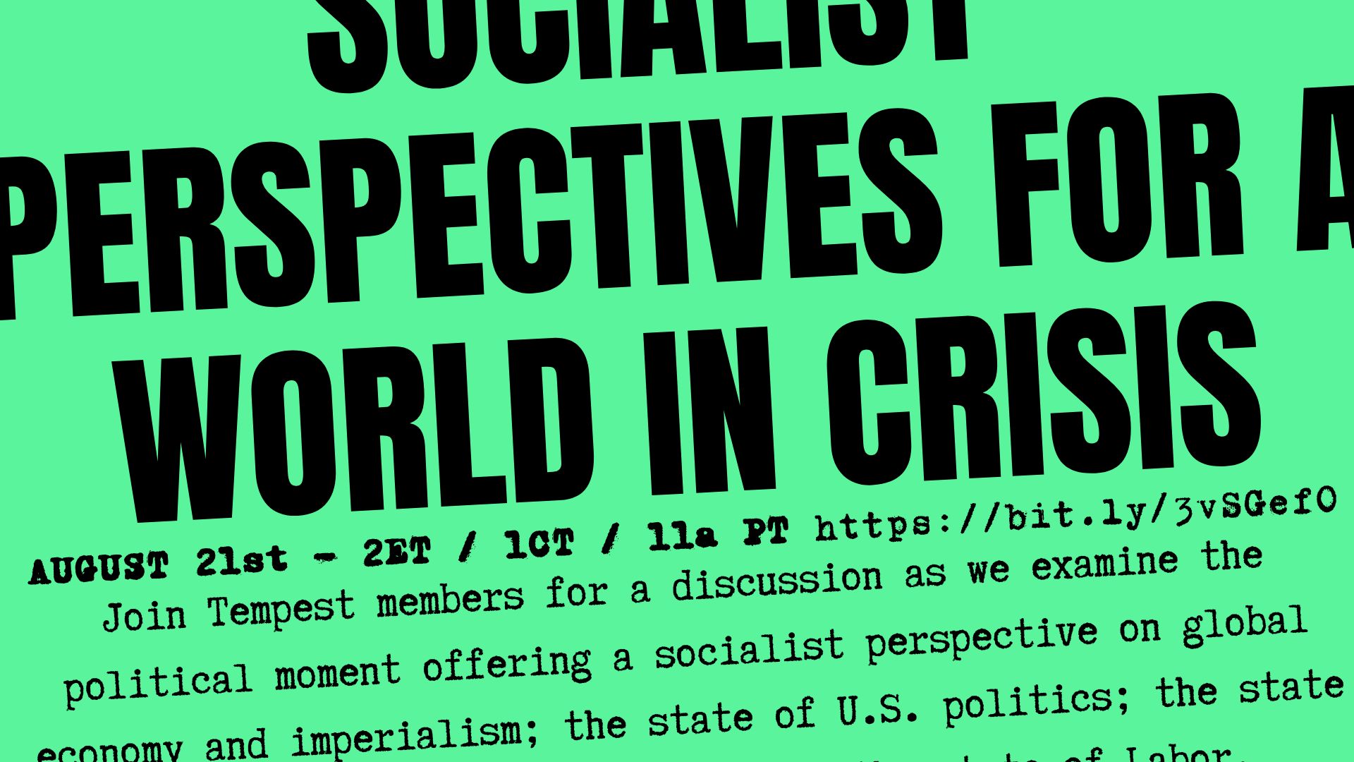 Socialist Perspectives for a World in Crisis