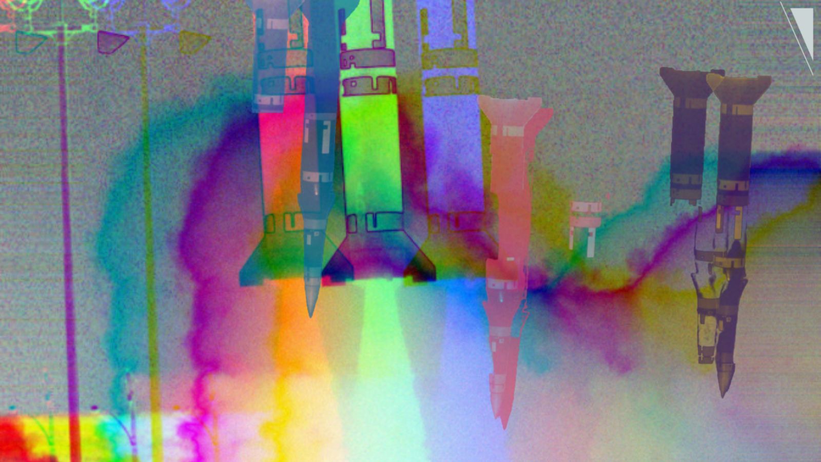 colorful abstract of missiles aimed in different directions