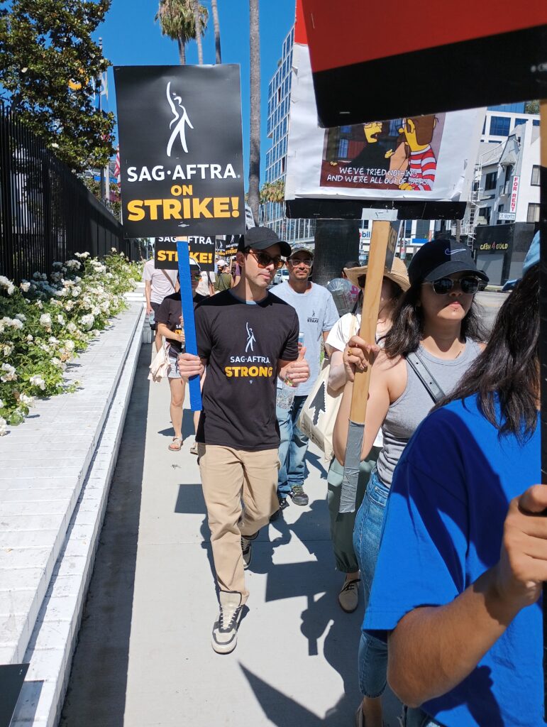 a line of picketers