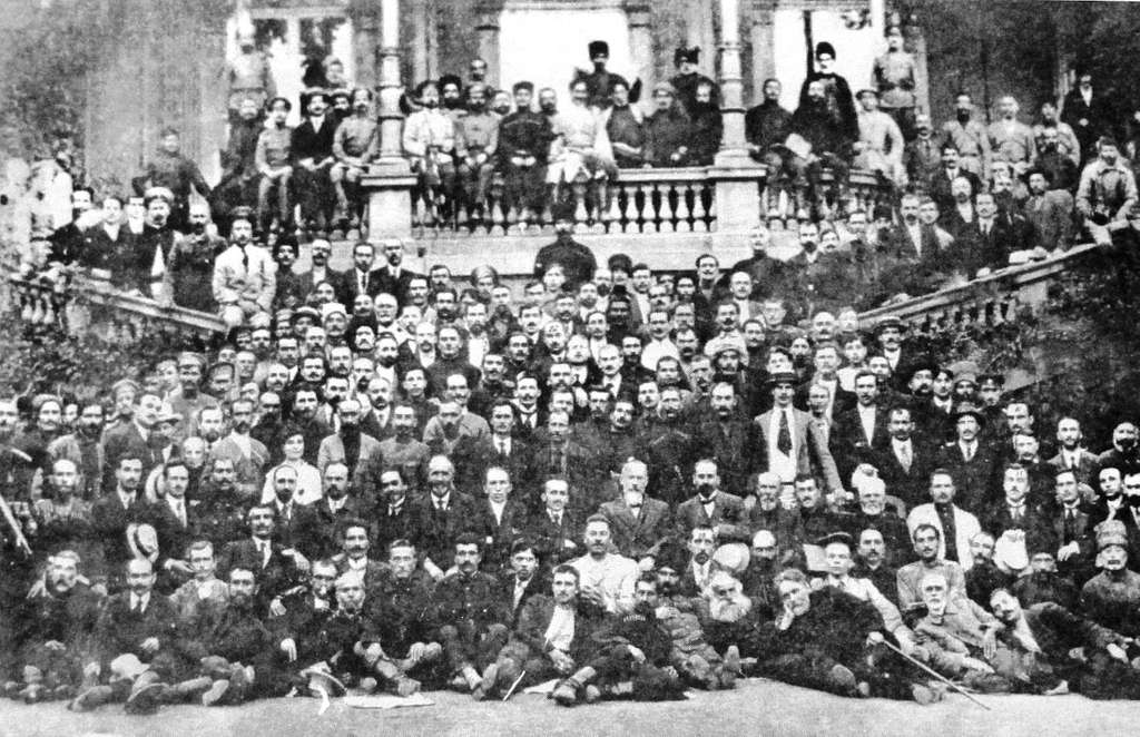 a gathering of hundreds of workers and peasants