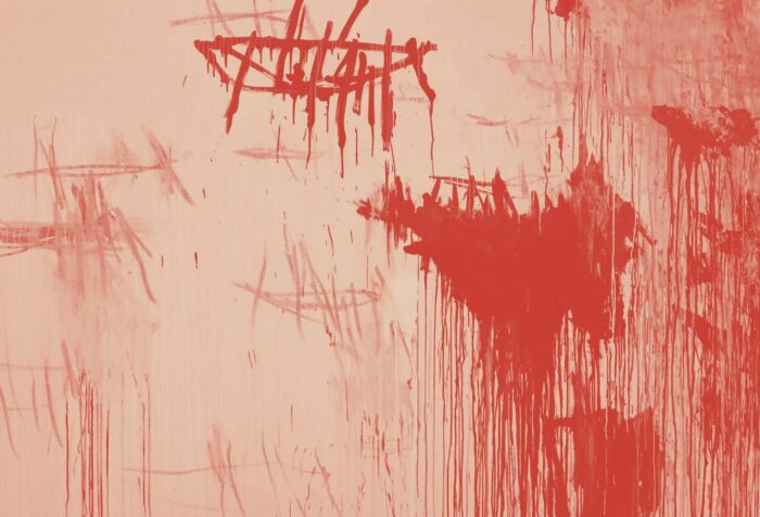 An abstract image of jagged red lines.