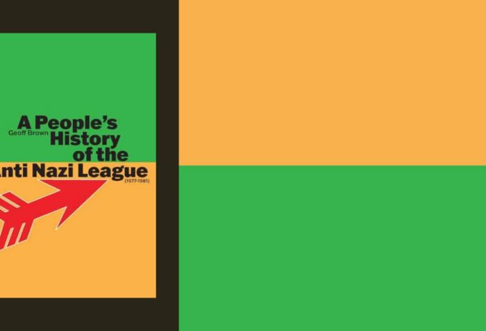 Book cover of "a people's history of the anti nazi league", half green and half yellow.