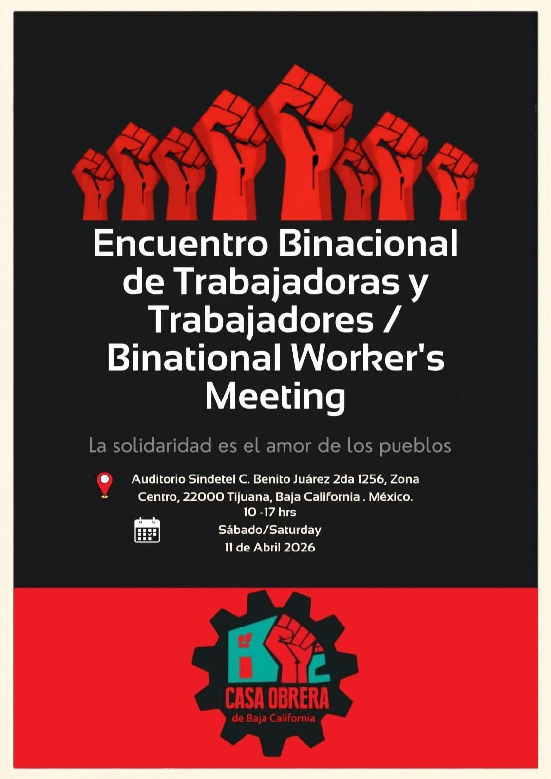 Flyer with the title, location, time, data, and logo for the Crossborder labor summit.