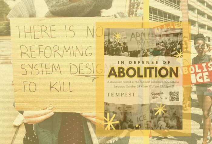 Photos of signs from protests to abolish ICE and police.